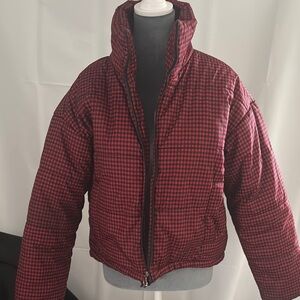 Celebrity Pink S Red Checkered Puffer Jacket